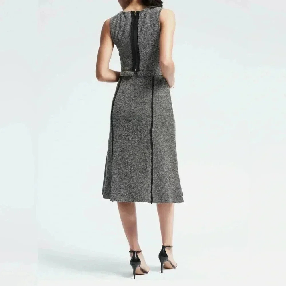 NWT Banana Republic Gray & Black Convertible Jacquard Dress Size 2P - Picture 2 of 16